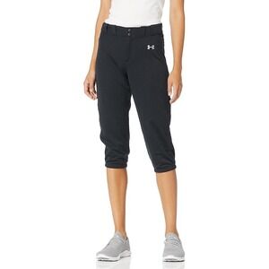NWT Girls Under Armour Cropped Softball Pants - Youth Large - Black